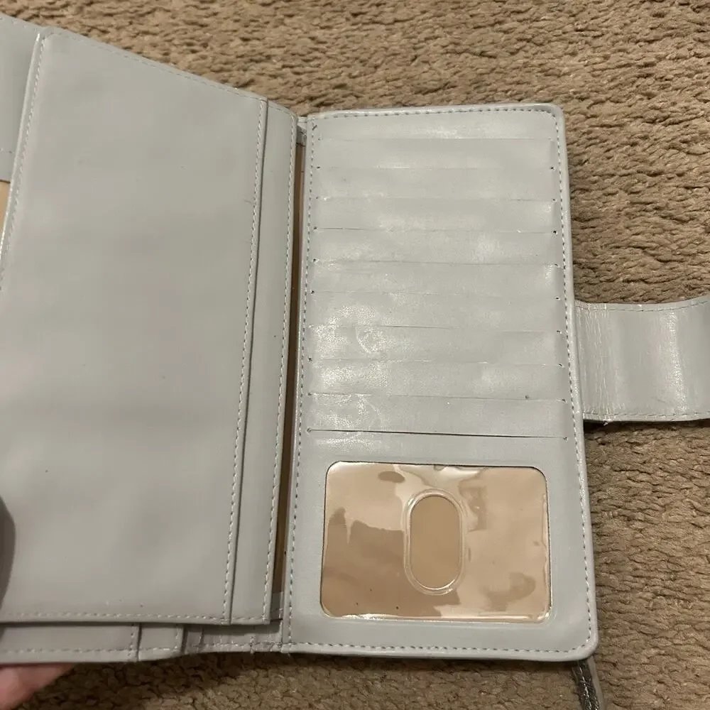 Buxton Rose Embossed Leather Wallet Gray